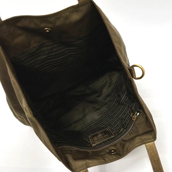 PRADA Bear Stone Tote bag Nylon / Leather BrownBased/GoldHardware - Picture 7 of 16